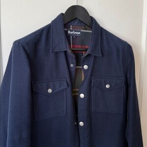 Barbour Dark Blue Jacket with Multicolor Plaid Lining